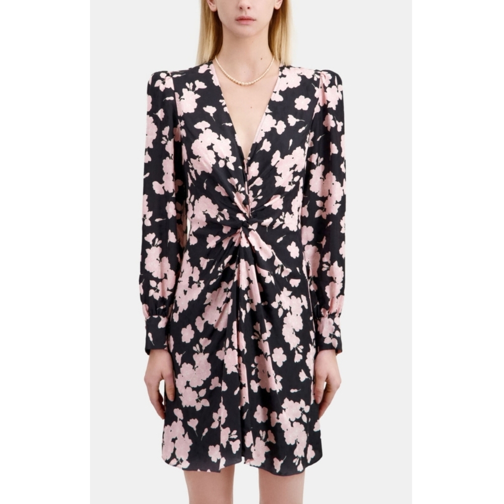 The Kooples Japanese Flower Dress Size 1 Small Color Black Floral NWT